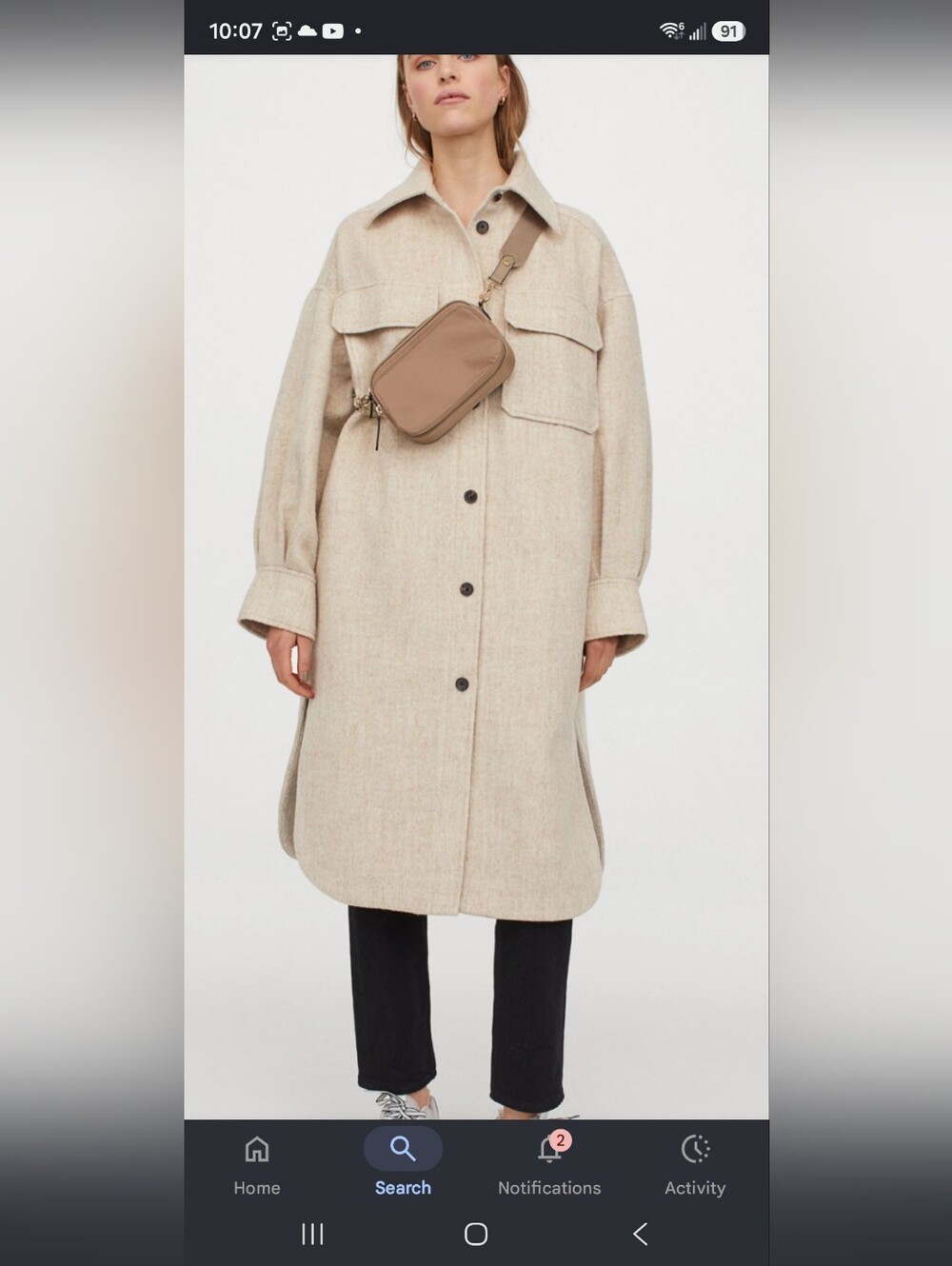 Women’s Oversized Beige Wool-Blend Shacket